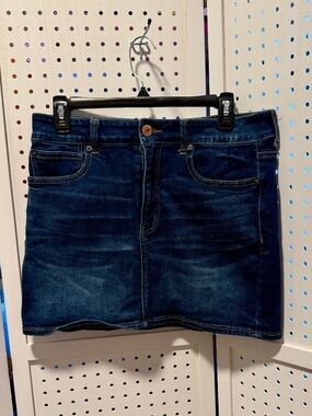 American Eagle Dark Wash High - Rise Denim Mini Skirt - Size 12 Regular